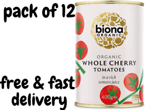 12x Biona Organic Whole Cherry Tomatoes 400 g - In Rich Tomato Juice , Organic