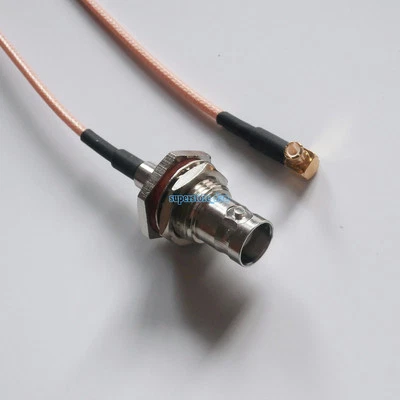 BNC female nut bulkhead to MCX male plug Right Angle crimp RG316 cable 20inch  - Image 1 of 4