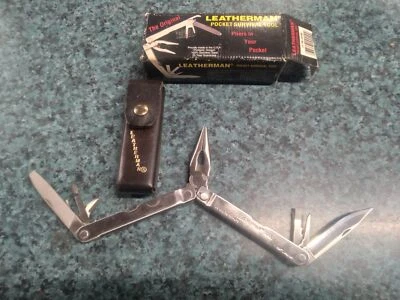 VTG 1992 LEATHERMAN POCKET SURVIVAL TOOL KNIFE NIB W/LEATHER CASE - Image 1 of 4