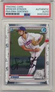 PSA AUTH SPENCER STRIDER SIGNED 2020 1ST BOWMAN DRAFT CHROME ROOKIE AUTO CARD RC - Bild 1 von 2