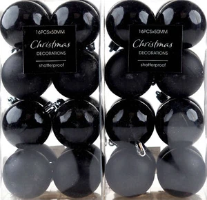 Jet Black Christmas Tree 5cm Baubles Decorations (Set of 32) - Picture 1 of 2