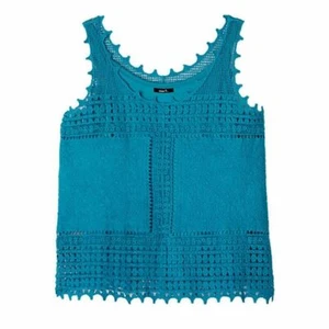 Ladies Woven Crochet Summer Tank Top - Turquoise Blue - Size 1X (18W-20W)  New - Picture 1 of 1