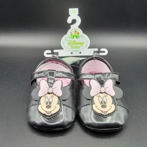 Minnie Mouse Infant Slip-On Black Pink Ballerina Dress Shoe Size 6-9 Months New - Picture 1 of 7