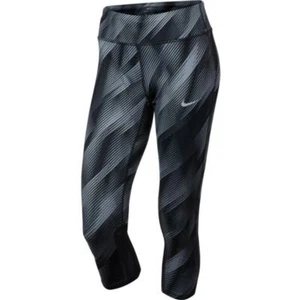 Nike Damen Epic Run Cropped Legging Medium Schwarz Weiß Mid Rise Stretch Active - Bild 1 von 9