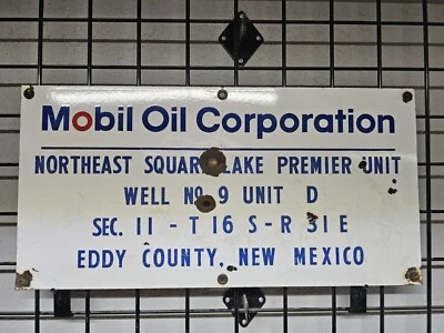 Placa de aluguel de óleo de porcelana Mobil - Imagem 1 de 2