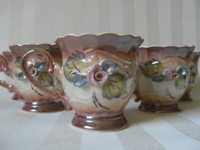 6 St. Sammeltassen Handarbeit Rosen Keramik mit Perlmutt Glasur Kaffeeservice - Bild 1 von 4