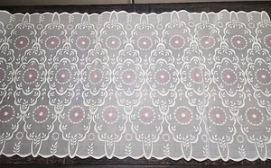 5 pc MCM Dresser Scarf Set Sheer White Flocked Pink Flowers Bedroom Girl Room 38 - Picture 1 of 17