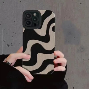 Funda de teléfono ondulada a rayas cebra para iPhone 14 Pro Max 11 12 13 Mini 7 8 Plus XS XR - Imagen 1 de 42