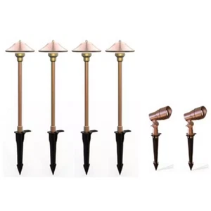 300 Lumen Low Voltage Brass LED Waterproof Outdoor Landscape Path Light 6pk - Picture 1 of 8
