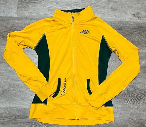 North Dakota State Bisons Full Zip Sweatshirt Sweater jacket Womens Large Yellow Cover