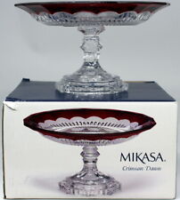 Mikasa Glass Bon Bon Pedestal Serving Tray Crimson Dawn 7" Diameter 4" Top