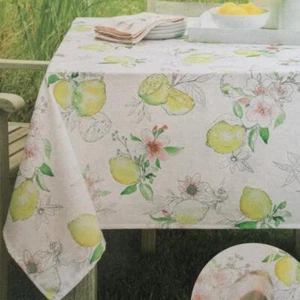 TABLECLOTH SPILLPROOF CITRUS LEMON INDOOR OUTDOOR BENSON MILLS 152 X 213 - Picture 1 of 3