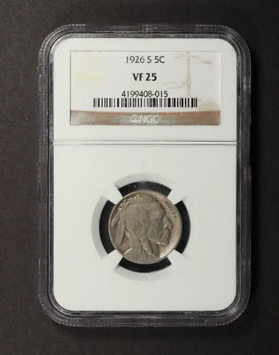 1926-S 5C ... NGC VF25 ... Buffalo Nickel - Image 1 of 2