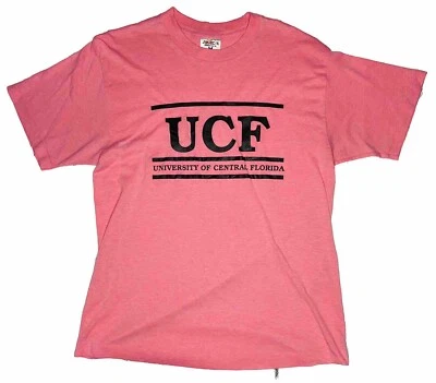 *VTG* TeeJays NCAA UCF Knights Unisex Single-Stitch Pink Shirt; Made in USA; L - Image 1 of 4