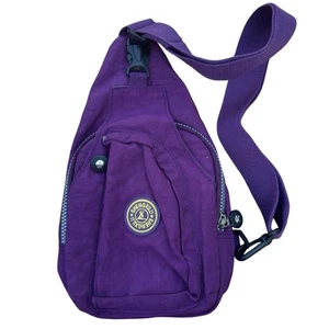 SHENGXILU Purple Nylon Crossbody Sling Bag 12”x6.5”x2” - Picture 1 of 10