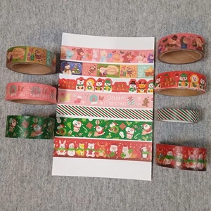 Lot Of 7 Christmas Holiday Washi Tape Rolls Santa Snowman Animals - Picture 1 of 4