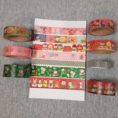 Lot Of 7 Christmas Holiday Washi Tape Rolls Santa Snowman Animals - Image 1 of 4