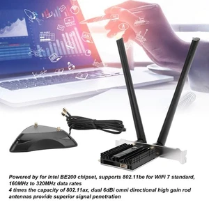 PCI‑E WiFi Adapter For BE200 8774Mbps Tri Band Wireless Network Card Wi UK - Picture 1 of 22