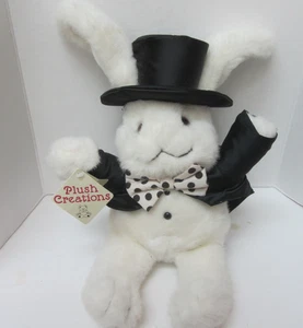 Cravatta fiocco cappello smoking coniglio nel cappello vintage 1990 di Plush Creations etichette 16" - Foto 1 di 5