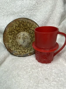 Vintage Red Mr Peanut 4 Inch Made In USA Plastic Cup Collectible With Ashtray - Picture 1 of 10