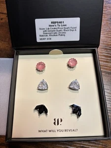 Bomb Party Simply Studs Classic Edition RBP8461 Here's To Love NEW Rhodium - Picture 1 of 1