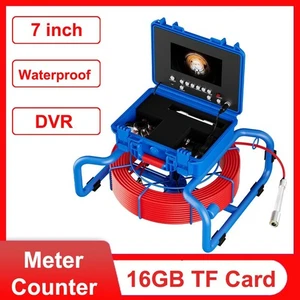 Sewer Camera 7" Drain Pipe Inspection Camera 7mm Cable DVR Record Meter Counter - Picture 1 of 14