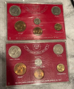 Pair of 1967 United Kingdom Great Britain Uncirculated Coin Sets L2 - Picture 1 of 2