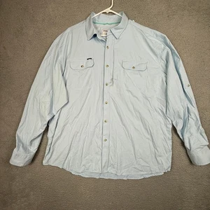 PONCHO XXL Blue Long Sleeve Regular Fit Fishing Shirt Magnetic Pockets - Picture 1 of 8