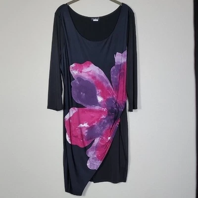 Vestido envolvente sintético asimétrico Y2K Venus talla XL floral elástico manga larga midi Foto 1 de 4