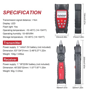 Wire Tracker Portable RJ11 RJ45 Cable Tester Telephone & Network Line TDW - Afbeelding 1 van 12