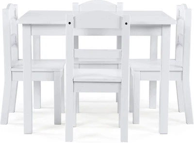 Humble Crew White Kids Table and 4 Chairs Set Solid Wood Stain Resistant New  - Image 1 of 4