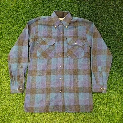 Vintage Falls-Creeks Plaid Western Shirt S 20x30 Baggy Wool Shacket - Image 1 of 4