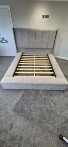 Grey Plush Velvet Ambassador 4" X 6" Bed Frame For Sale - Picture 1 of 6