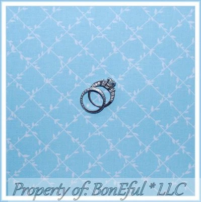 Edredón de algodón BonEful tela FQ azul claro bebé cielo flor blanco hoja de calicó vid Foto 1 de 4