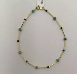 Pulsera oro 18k 750 mls. Piedras De Colores Y Tubos De Oro. 17,5 Cm. - Imagen 1 de 5