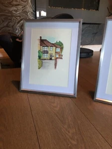 Haus handgezeichnet Zeichnung Gemälde personalisiert erstes Zuhause Unikat Weihnachten - Bild 1 von 3