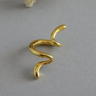 Sterling Silver or Gold Plated Twisted Line Earring Ear Cuff Non Piercing Chic - Image 1 of 4