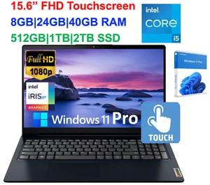 2024 Lenovo Ideapad Laptop 15 FHD Touch Intel i5 Upto 40GB RAM&2TB SSD Win 11Pro - Picture 1 of 8