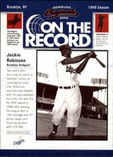 2002 Donruss Originals On The Record #13 Jackie Robinson /800 - NM-MT