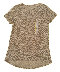 Zoe & Liv women's t-shirt size S Pale Khaki leopard print short sleeve top hi-lo - Picture 1 of 7