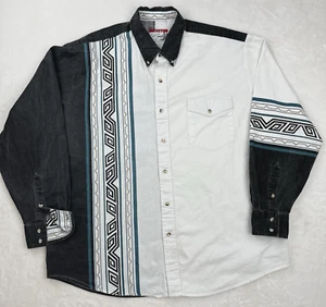 Vtg PURE COUNTRY Western Shirt Men’s 2XL Button Down Black White Rodeo Southwest - Picture 1 of 23