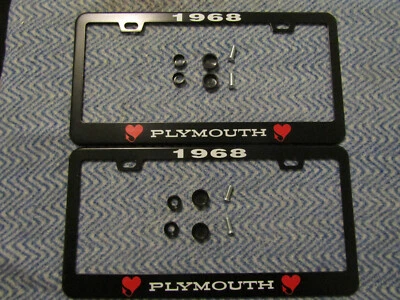 Plymouth Fury I II II III 1968 Barracuda Road Runner marcos de matrícula de metal 2X Foto 1 de 4