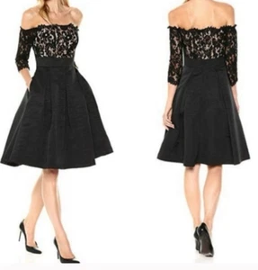 Eliza J Dress Womens  Off Shoulder Bonice  Fit/Flare Black 22W Whimsigoth Formal - Picture 1 of 18