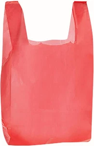 Red Plastic Bags T-Shirt 2000 Retail Store Merchandise Grocery 8 x 5 x 16" - Picture 1 of 3