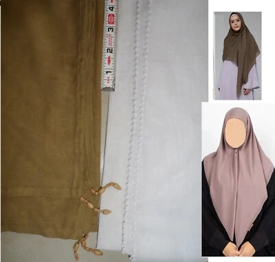 Lote 2 peças lenços quadrados grandes de chiffon algodão branco e marrom-verde hijab 46x46 - Imagem 1 de 4