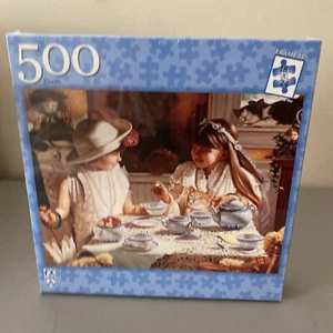 FX Schmid 500 pcs puzzle Tea For Two Used 18 X 24 Cat Tea Girls  - New Sealed!! - Picture 1 of 4