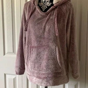 Member's Mark Damen Kuschel Plüsch Pullover Hoodie Weinrot/Creme Gr. S - Bild 1 von 13