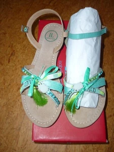 Isabel Licardi Sandalen mit Steinchen Gr.37 bunt Flower Power Boho türkis - Bild 1 von 4
