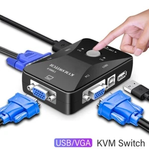 2 in 1 Out 2 Port VGA KVM Switch for Computer/Mouse/keyboard/U Disk - Afbeelding 1 van 12