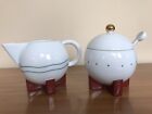Michael Graves Swid Powell CREAMER, SUGAR BOWL, SPOON-Signed, Art Deco-Excellent